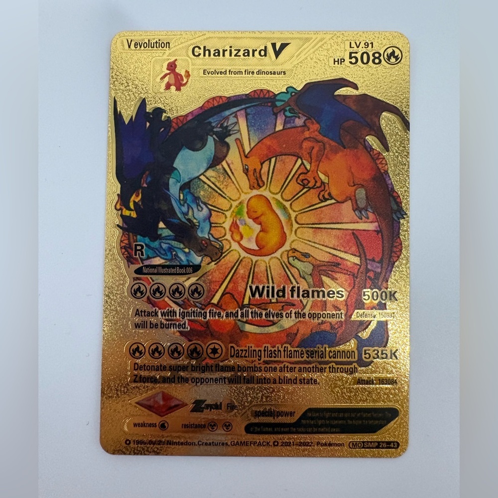 Charizard Gold Fan Art Cards 4: Charizard V, Shining Charizard, Evolution HP 450 - Picture 2 of 7